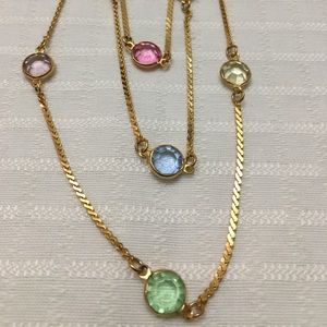 GOLDETTE NY 3 Tier Multi Color Stone GT Necklace